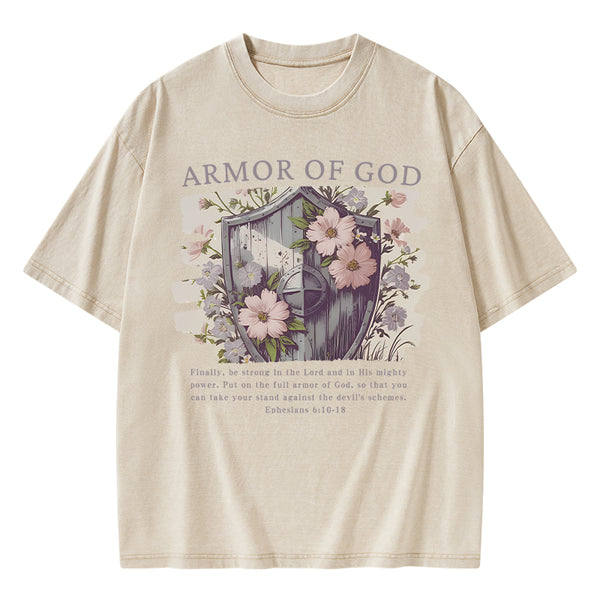 Armor Of God Christian Washed T-Shirt