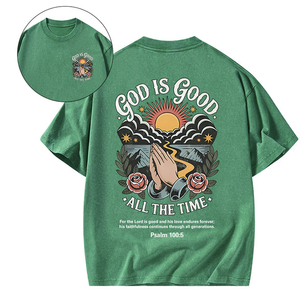 God Is Good All The Time Christian Washed T-Shirt