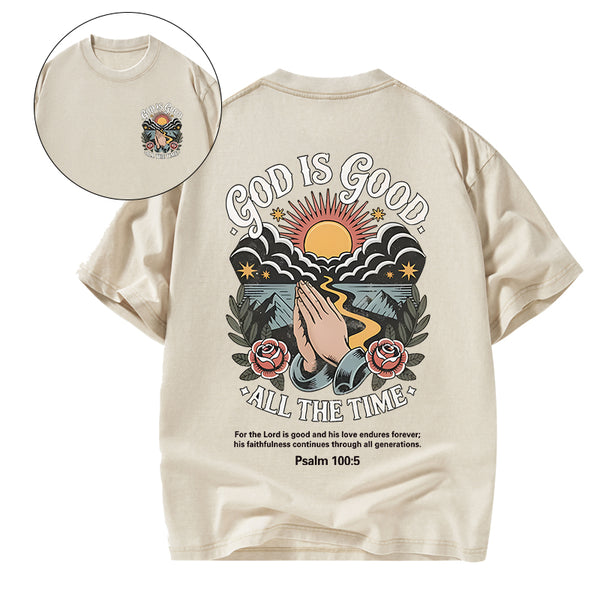 God Is Good All The Time Christian Washed T-Shirt