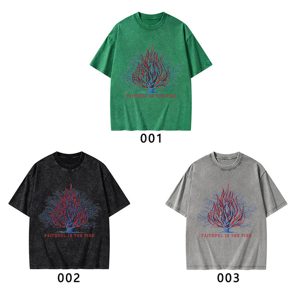 Faithful In The Fire Christian Washed T-Shirt