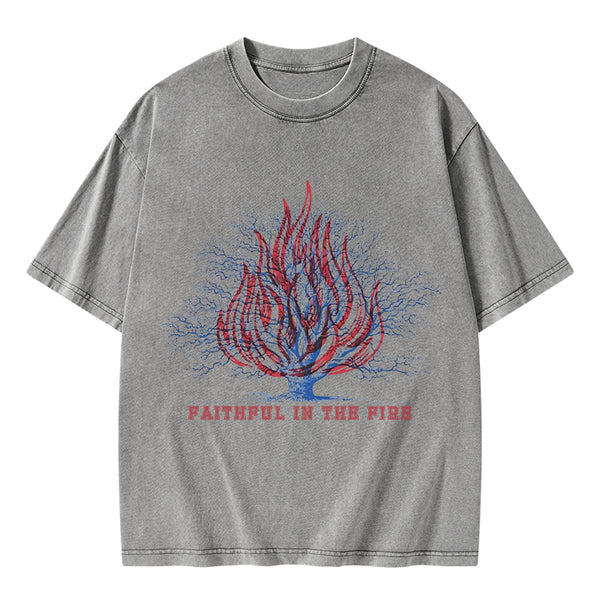 Faithful In The Fire Christian Washed T-Shirt