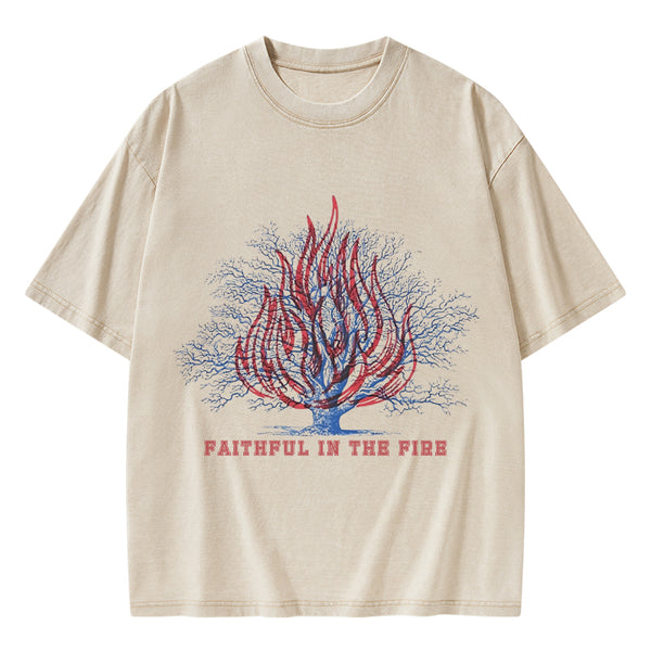 Faithful In The Fire Christian Washed T-Shirt