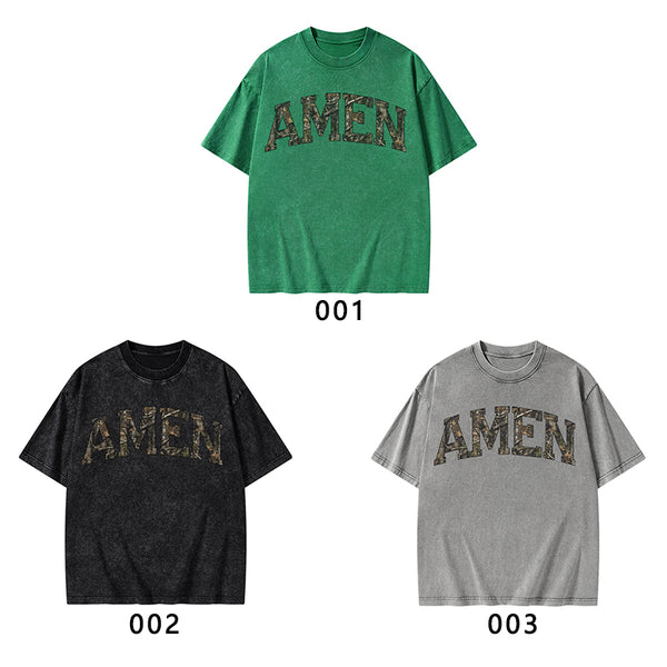 Amen Camouflage Christian Washed T-Shirt