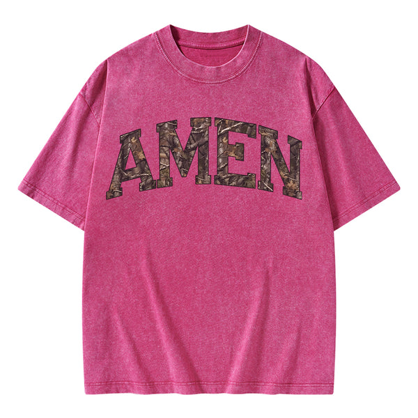 Amen Camouflage Christian Washed T-Shirt