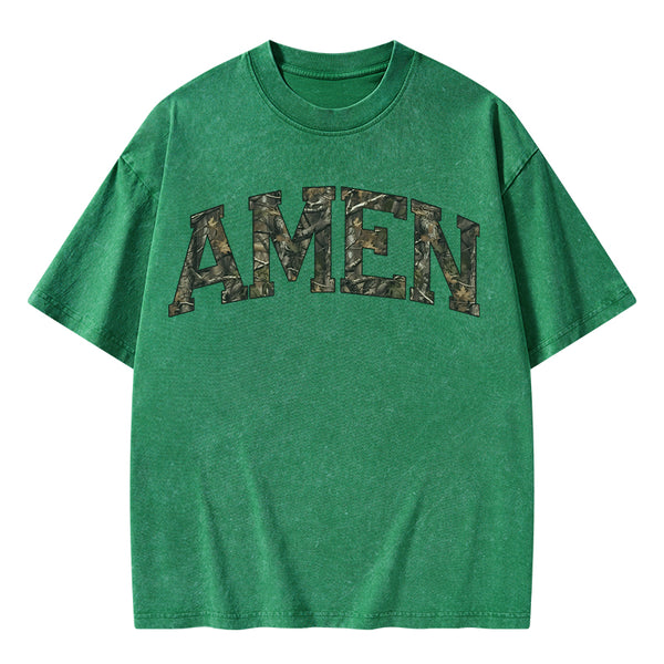 Amen Camouflage Christian Washed T-Shirt