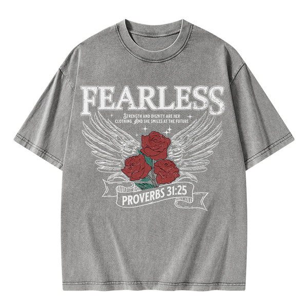 Fearless Srength And Dignity Are Her Clothing Christian Washed T-Shirt