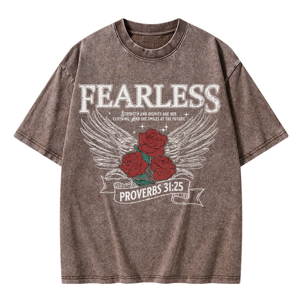 Fearless Srength And Dignity Are Her Clothing Christian Washed T-Shirt