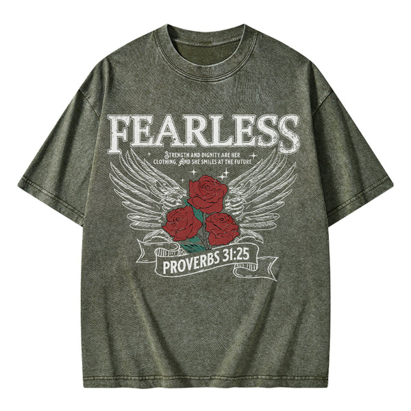 Fearless Srength And Dignity Are Her Clothing Christian Washed T-Shirt