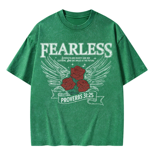 Fearless Srength And Dignity Are Her Clothing Christian Washed T-Shirt
