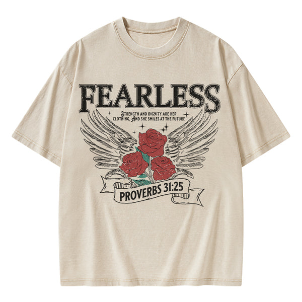 Fearless Srength And Dignity Are Her Clothing Christian Washed T-Shirt