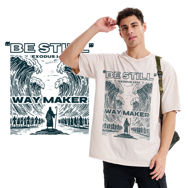 Be Still Way Maker Christian Washed T-Shirt