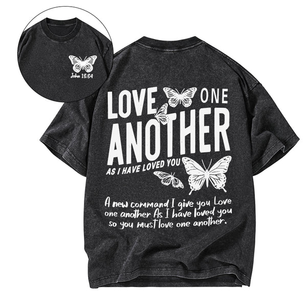 Love One Another As I Have Loved You Christian Washed T-Shirt