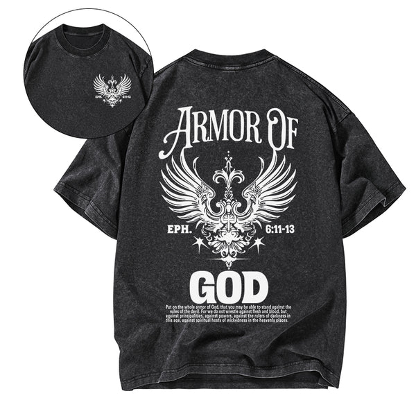 Armor Of God Christian Washed T-Shirt