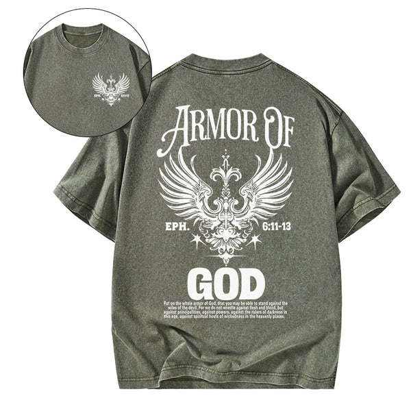Armor Of God Christian Washed T-Shirt