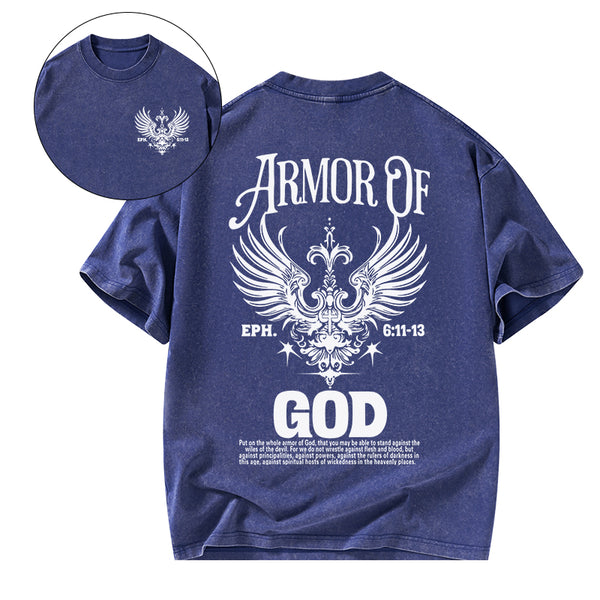 Armor Of God Christian Washed T-Shirt