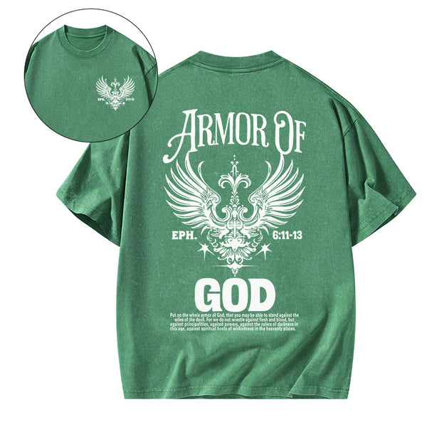 Armor Of God Christian Washed T-Shirt