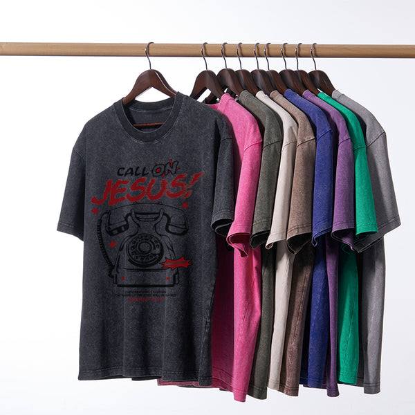 Call On Jesus Christian Washed T-Shirt