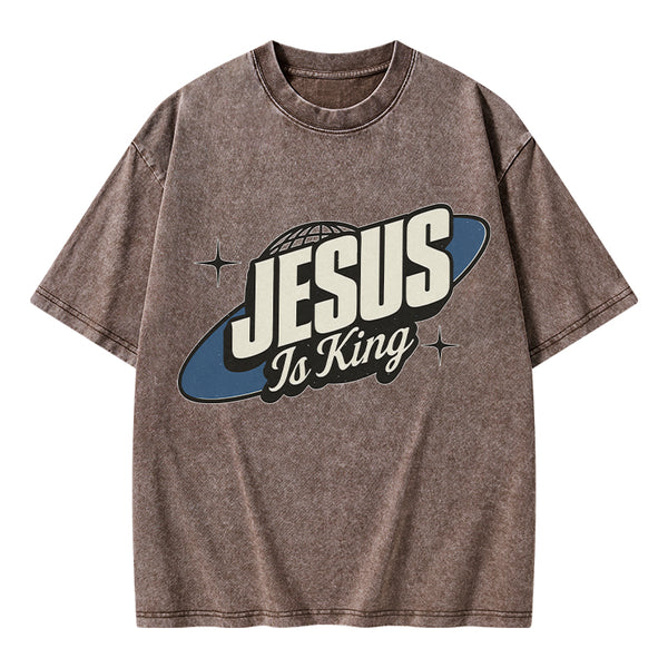 Jesus Is King Christian Washed T-Shirt