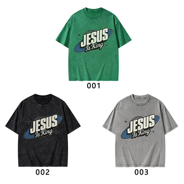 Jesus Is King Christian Washed T-Shirt