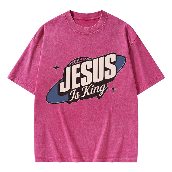 Jesus Is King Christian Washed T-Shirt