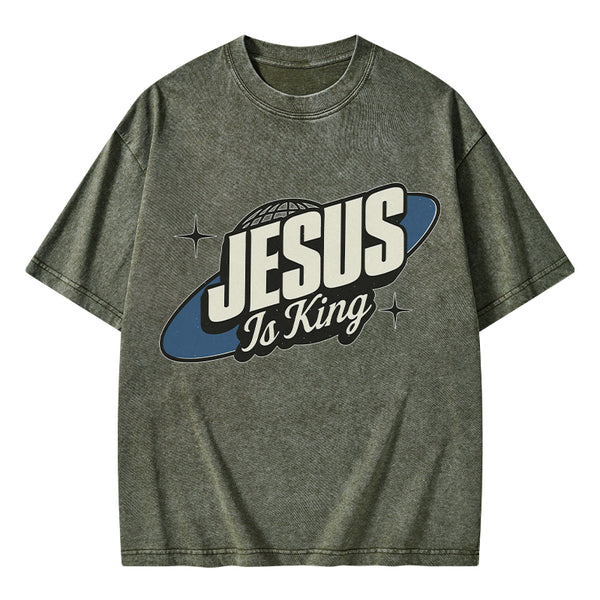 Jesus Is King Christian Washed T-Shirt