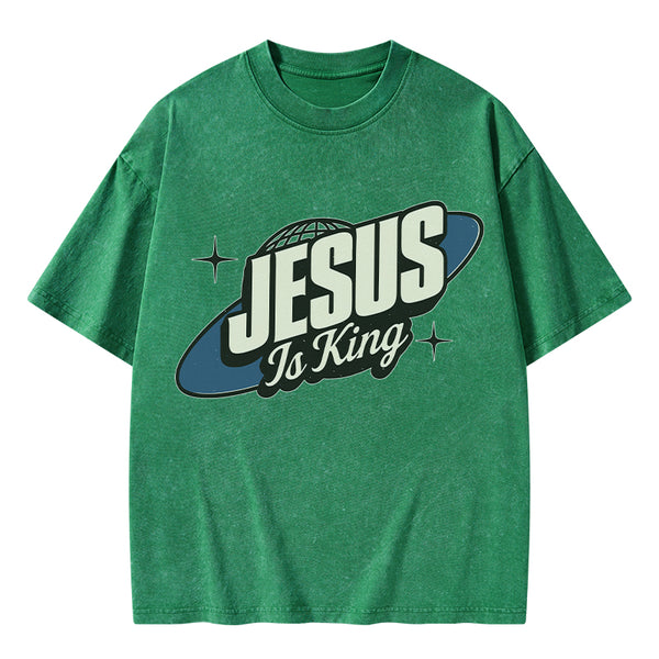 Jesus Is King Christian Washed T-Shirt