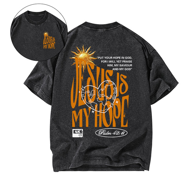 Jesus Is My Hope Christian Washed T-Shirt