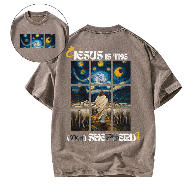 Jesus Is The Good SHepherd Christian Washed T-Shirt