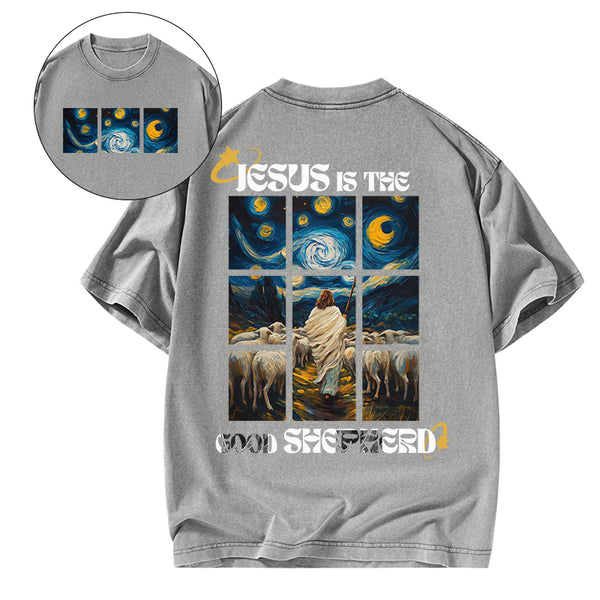 Jesus Is The Good SHepherd Christian Washed T-Shirt