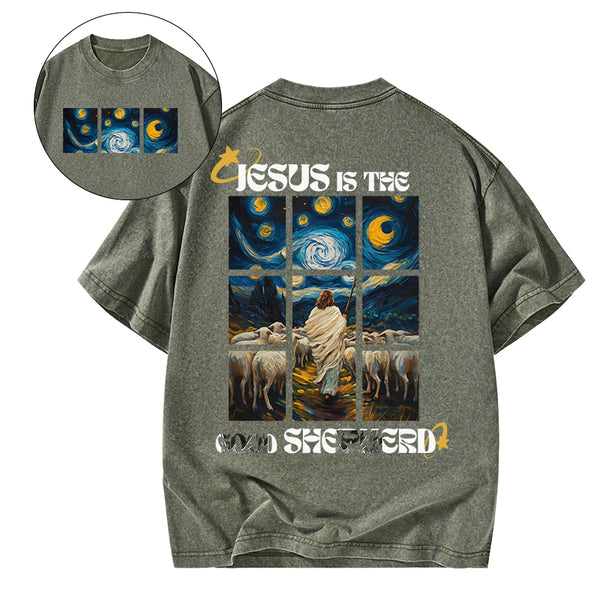 Jesus Is The Good SHepherd Christian Washed T-Shirt