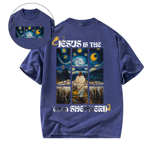 Jesus Is The Good SHepherd Christian Washed T-Shirt