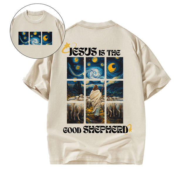 Jesus Is The Good SHepherd Christian Washed T-Shirt