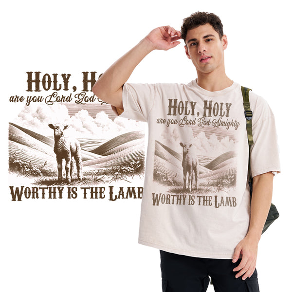 Worthy Is The Lamb Christian Washed T-Shirt