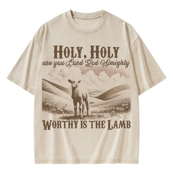 Worthy Is The Lamb Christian Washed T-Shirt