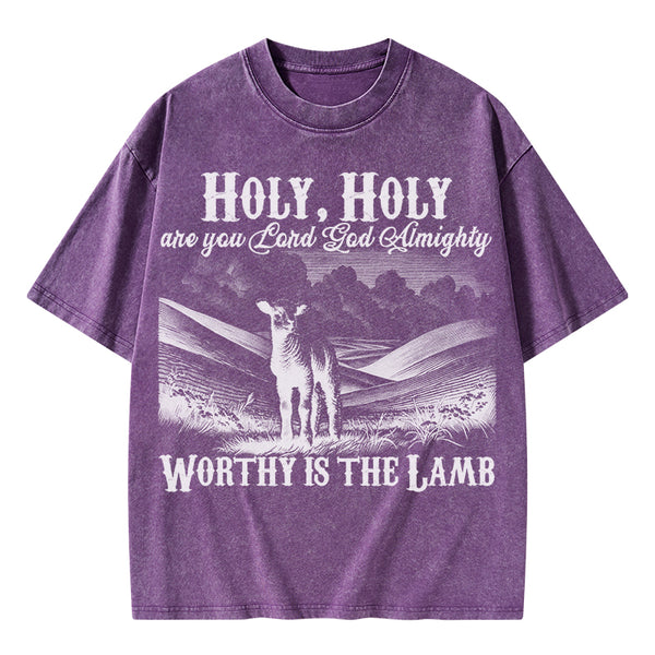 Worthy Is The Lamb Christian Washed T-Shirt