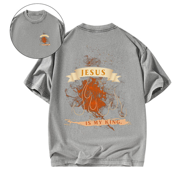 Jesus Is My King Christian Washed T-Shirt