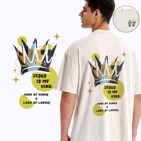 GC-WTS2132 Jesus Is My King Christian Washed T-Shirt