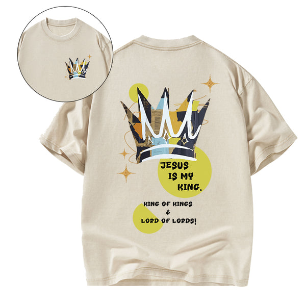 GC-WTS2132 Jesus Is My King Christian Washed T-Shirt