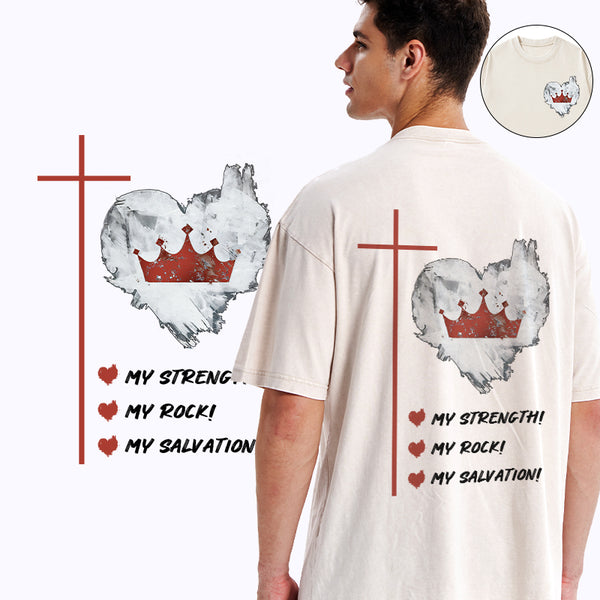 GC-WTS2333 Jesus Is My Strength Rock And Salvation Christian Washed T-Shirt