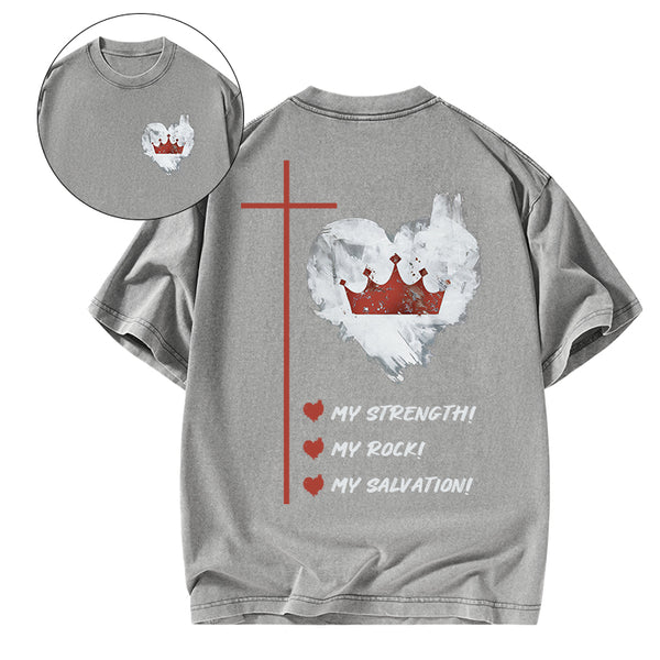 GC-WTS2333 Jesus Is My Strength Rock And Salvation Christian Washed T-Shirt