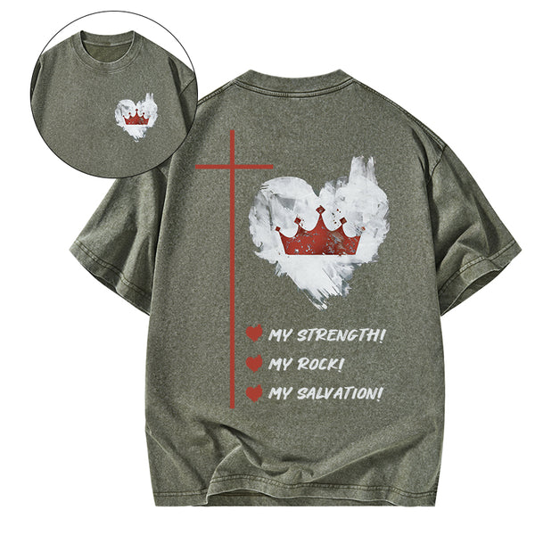GC-WTS2333 Jesus Is My Strength Rock And Salvation Christian Washed T-Shirt