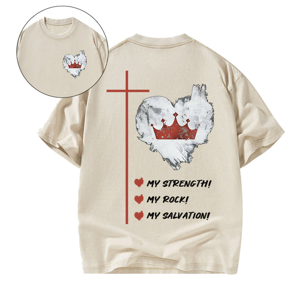 GC-WTS2333 Jesus Is My Strength Rock And Salvation Christian Washed T-Shirt