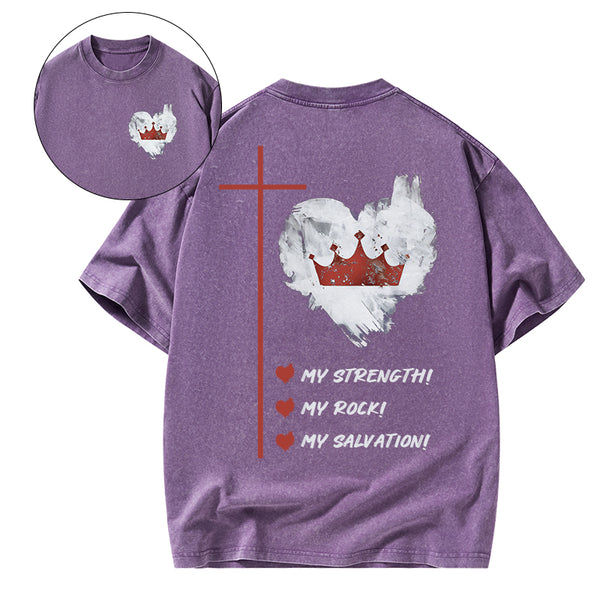 GC-WTS2333 Jesus Is My Strength Rock And Salvation Christian Washed T-Shirt