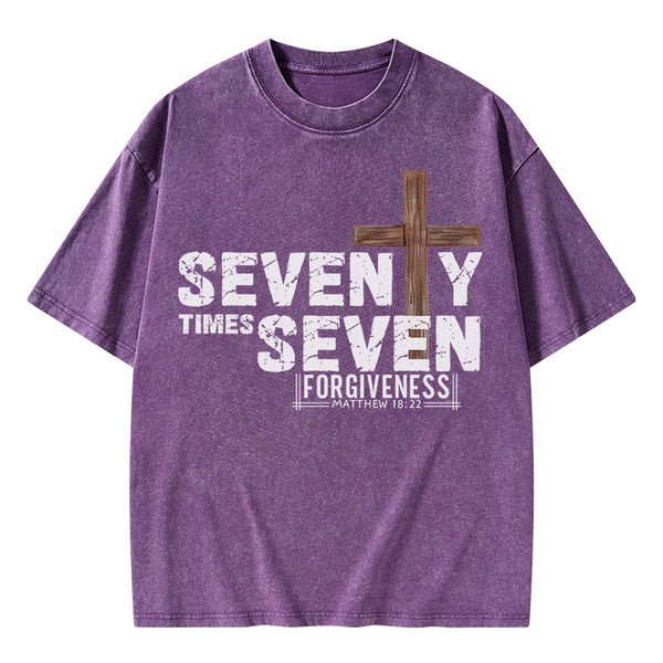 77 Times Forgiven Christian Washed T-Shirt