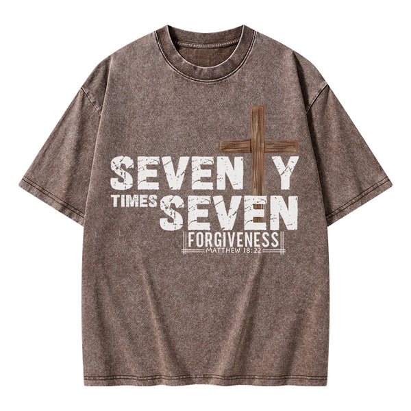 77 Times Forgiven Christian Washed T-Shirt