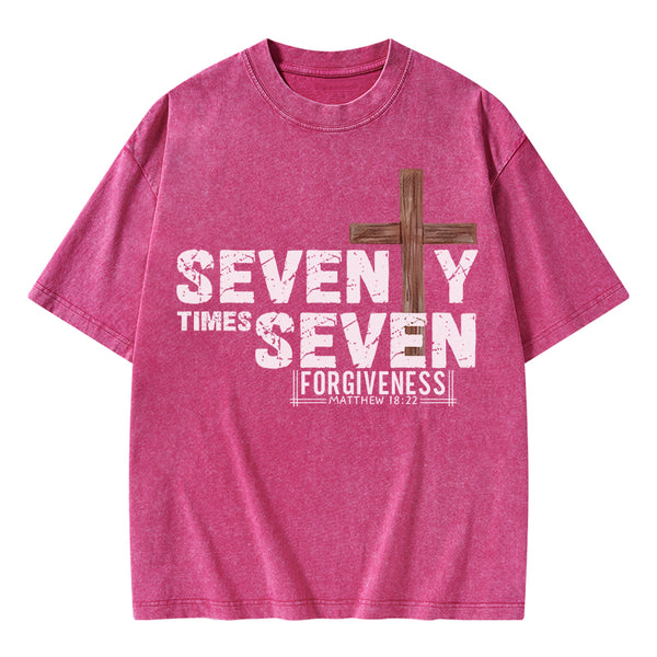 77 Times Forgiven Christian Washed T-Shirt