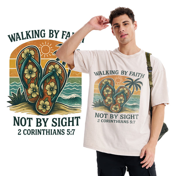 Walking By Faith Christian Washed T-Shirt