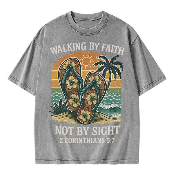 Walking By Faith Christian Washed T-Shirt