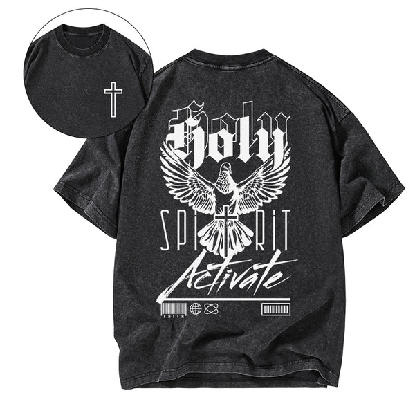 GC-WTS2346 Holy Spirit Activate Christian Washed T-Shirt