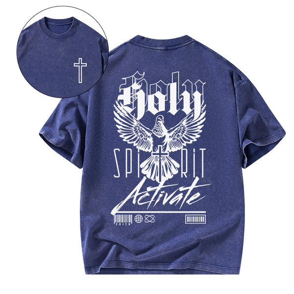 GC-WTS2346 Holy Spirit Activate Christian Washed T-Shirt